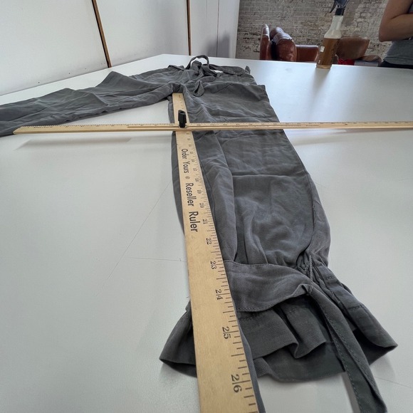 Alice + Olivia Pants Women Size 4 Liam Gray Paperbag Waist Tie Ankle Linen Blend - Picture 10 of 10